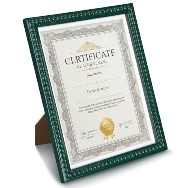 Imagem de Fiwochic Moldura de certificado 21 x 28 cm moldura de documentos de diploma de madeira maciça para parede e mesa (verde)