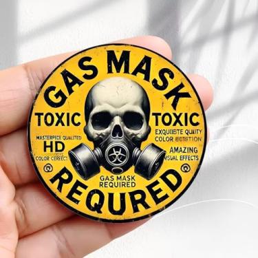 Imagem de Máscara de gás de ímã de geladeira vintage necessária design de sinal de crânio tóxico - adesivo de geladeira redondo acrílico de 5,8 cm, presente de decoração retrô, tamanho perfeito para geladeira