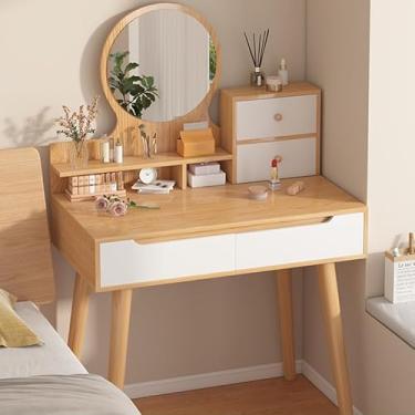 Imagem de Penteadeira 80 * 40 * 128 cm, Penteadeira Camarim a Cores de Madeira, Penteadeira com Espelho, Penteadeira Escrivaninha, Escrivaninha Penteadeira