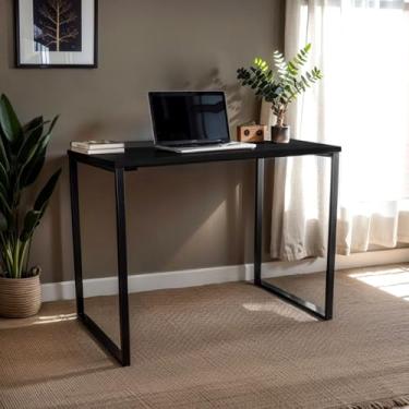 Imagem de Escrivaninha Industrial para Home Office – Mesa para Notebook e Computador com Estrutura em Ferro e Tampo MDF(PRETA)