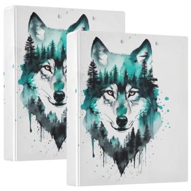 Imagem de Fichário em aquarela com 3 anéis florestal de lobos de 3 cm, 200 folhas, portfólio impresso, fofo, redondo, fichário, 1 pacote