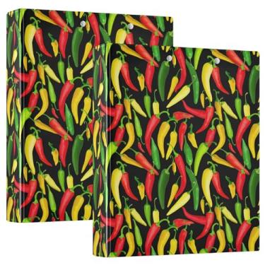 Imagem de Fichários coloridos com 3 anéis vermelhos e verdes, 3 polegadas, 200 folhas, 3 pastas de anéis, 31,5 x 27 x 6 cm, pacote com 2