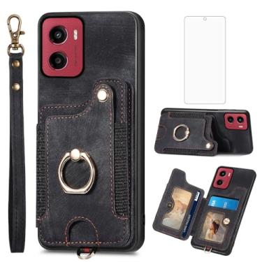 Imagem de Asuwish Capa de telefone para Motorola Moto G05/E15 capa carteira com protetor de tela de vidro temperado alça de pulso cordão RFID suporte de cartão de crédito anel acessórios de celular GO5 E 15 G