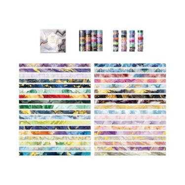 Imagem de Conjunto De Fita Washi Com Efeito Marmorizado Colorido, 36 Rolos, Fita