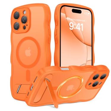 Imagem de BENTOBEN Capa magnética para iPhone 16 Pro Max com suporte, lindo suporte invisível ondulado compatível com Magsafe Slim Matte Fit Girl Women Men Capa protetora para iPhone 16 ProMax 6,9 polegadas