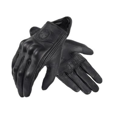 Imagem de Luvas de Couro Retro Marrom para Motocicleta - Couro de Cabra - Homens
