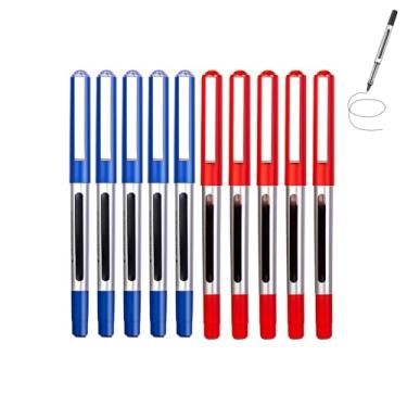 Imagem de GZBABY Canetas esferográficas de ponta fina, 10 peças, caneta esferográfica de secagem rápida, caneta de gel para assinatura de escrita, 0,5 mm, grande volume (azul, vermelha)