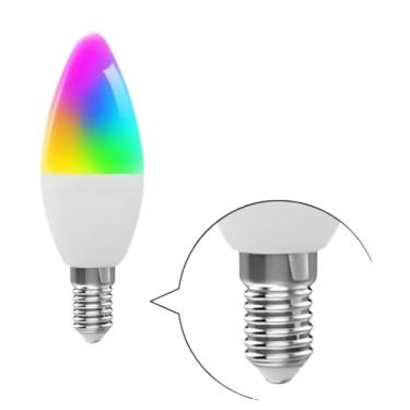Imagem de Lâmpada inteligente RGB Wi-Fi, compatível com controle remoto, indispensável para a casa, iluminação decorativa para a sala de estar(Entrada E14-220V)