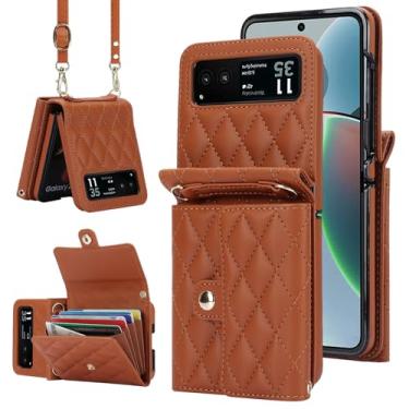 Imagem de Capa carteira para Motorola Razr 40 – Suporte de cartão com bloqueio RFID com fecho magnético, antiderrapante e proteção contra quedas, capa fólio de couro fina para uso diário, viagens e viagens