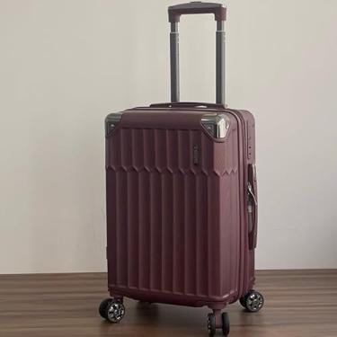 Imagem de Mala de Bordo ABS 10kg 17” a 21” Polegadas Mala de Viagem com Rodinhas 360° Cadeado Código (Vinho-19”(10KG) Modelo-DDD333)
