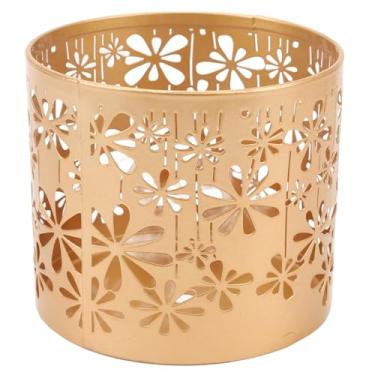 Imagem de Suporte de vela de lanterna de ferro, suporte de vela de metal redondo oco para vela decorativa, para mesa de centro de mesa, lareira, decoração de casa, casamento, festa