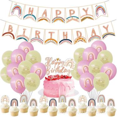 Imagem de Kit de balões de aniversário Feliz Aniversário 34 unidades de látex e papel