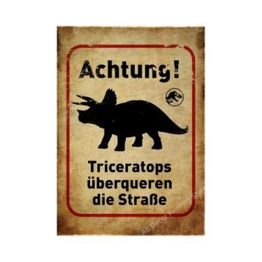 Imagem de Placa De Advertência Vintage De Dinossauro, Pôster Retrô, Arte Estétic