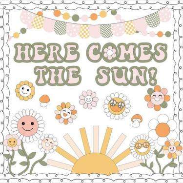 Imagem de Conjunto de quadros de avisos Epakh Here Comes The Sun Sun Flowers