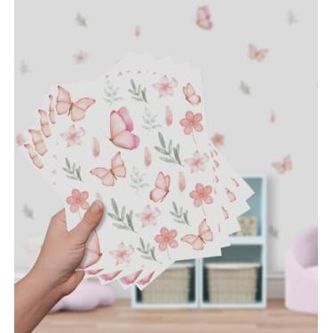 Imagem de Adesivo de Parede Borboletas Lilás Decorativo Floral para Quarto Infantil Feminino Sala (Borboletas Raminho - AD019,30 Adesivos)