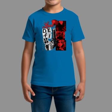 Imagem de Camisetas Infatil Básica Casual Confortável Gola Redonda Deai, Azul, 6
