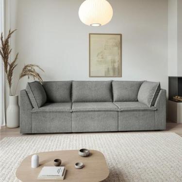 Imagem de Sofá Modular 2 Módulos Canto 1 Módulo Central Zen CabeCasa MadeiraOrig