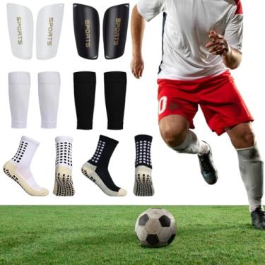 Imagem de 3 pares de meias de futebol americano, protetores de perna e capas de meia respiráveis, absorventes de suor e à prova de odor para homens e mulheres adultos