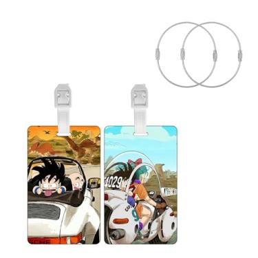 Imagem de TJIUSI Etiquetas de bagagem de anime para malas de viagem engraçadas, 2 peças de silicone para acessórios de viagem, tiras de cinto e 2 peças de laço de corda de aço inoxidável para bolsa, mochila e