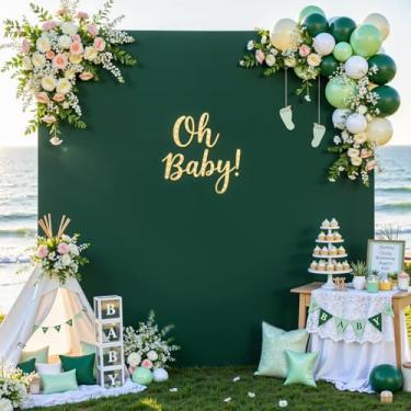 Imagem de Besutolife Capa de fundo de arco quadrado, 16 × 17 m, capas de arco de elastano elástico para casamento, festa de aniversário, chá de bebê, cabine de fotos, cerimônia de formatura, verde escuro