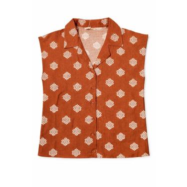 Imagem de Blusa Feminina  Floral Estampada Sem Manga com Abotoamento
