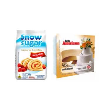 Imagem de Kit açúcar de confeiteiro snow sugar 500g mavalério + pasta tradiciona