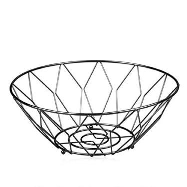 Imagem de Cesta de Frutas Cozinha Armazenamento Legumes Prato Arame Metal Suporte Organizador Prateleira Decoração Mesa Geométrica