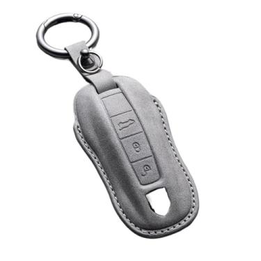 Imagem de Camurça chave fob chaveiro couro caso chave do carro capa compatível com porsche panamera spyder carrera macan cayman cayenne 911 970 981 991 718(A1)