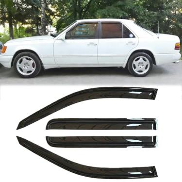 Imagem de Puermto Defletores de vento de janela lateral à prova de chuva para Benz C-Class W202 1994-2000 | Protetores de chuva de sol com fita, viseiras de janela de carro elegantes e fita de instalação de