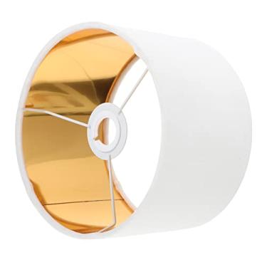 Imagem de Abajur de metal abajur de metal suporte de vela decoração ouro pano capa de luz lustre tambor abajur preto abajur abajur decoração acessório capa de luz de mesa capa de lâmpada de mesa (Color : White