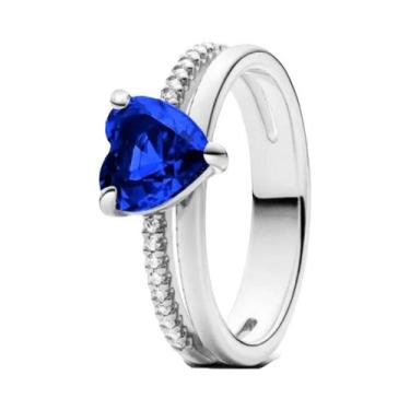 Imagem de Anel Em Forma De Coração Com Pedra Vermelha Em Prata Esterlina 925 Cor