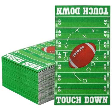 Imagem de Guardanapos de futebol, decorações de festa Superbowl, 50 peças de guardanapos de papel de futebol descartáveis, toalhas de mão decorativas de toque verde para convidados para banheiro para porta