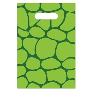 Imagem de Hooqict 50 peças de sacolas de presente de tartaruga verde com alça de plástico de desenho animado para lembrancinhas de festa de aniversário, petiscos, guloseimas, doces para crianças, tartarugas