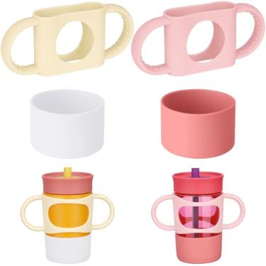 Imagem de NiHome Alça dupla de silicone e bota para copo infantil Owala 340 g 425 g, fácil de instalar para crianças segurarem e treinarem, proteção contra quedas na manga inferior com absorção de choque, 2