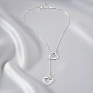 Imagem de Colar prata 925 gravata coração vazado Corrente Veneziana Fabro Saints