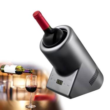 Imagem de Refrigerador de vinho elétrico portátil - Refrigerador de aço inoxidável de 750 ml para garrafas vermelhas, brancas e de água - Retenção de frio 24 horas para festas e presentes (B)