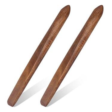 Imagem de Sucrain 2 peças de jorro de pão de madeira de 28 cm, palito para mexer pão para misturar pão, ferramentas para fazer pão, palito de bambu para cozinhar na cozinha (marrom escuro)