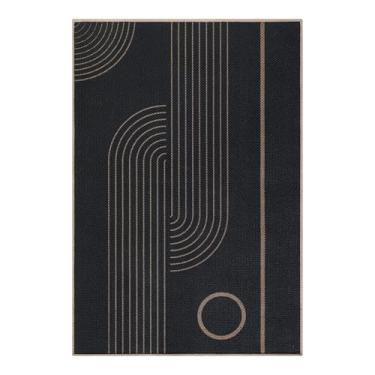 Imagem de Tangsoo Tapete de juta fácil de 20 x 25 cm para pátio interno, lavável, ultrafino, antiderrapante, preto, para uso externo, boho arco-íris, porta da frente, para sala de estar, entrada, quarto, hall