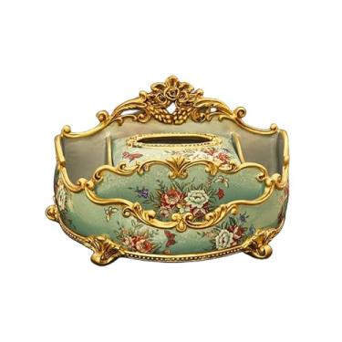 Imagem de GHJUMKFDF Coer de caixa de tecido, organizador de guardanapos de resina, suporte de bombeamento de papel requintado, enfeite de decoração de mesa de centro presente para sala de estar em casa