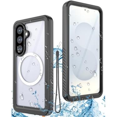 Imagem de Miimall Capa magnética para Samsung Galaxy S26 [IP68 à prova d'água] Capa magnética resistente à prova de choque resistente antiderrapante para Galaxy S26 preta