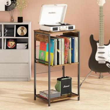 Imagem de Suporte para Toca-Discos de 3 Níveis, com Armazenamento de Vinil, Mesa de Toca-Discos de 3 Níveis, Armário de Exibição de Discos para Sala de Estar, Quarto, Escritório