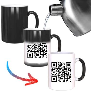 Imagem de Fck This Shit QR Code - Message Appears as it Heats - Descoloração por indução térmica caneca de café engraçada novidade xícara de café, presentes (325 ml)