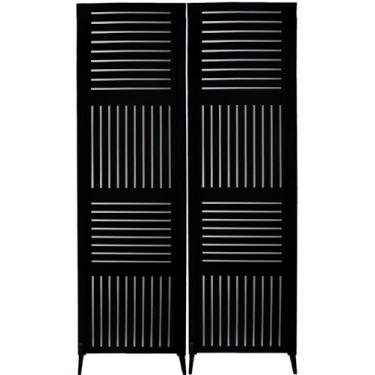Imagem de 2 Biombo Pintado Divisoria Preto Branco Separador de Ambiente MDF Com Pés (Preto, Horizontal Vertical)