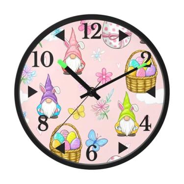 Imagem de STAYTOP Relógio de parede LED Gnomos de Páscoa para quarto com brilho noturno, relógios de parede silenciosos de 30 cm para decoração de sala de estar, controle de som, relógio de parede moderno que
