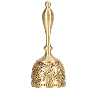 Imagem de Cuofyunl sinos de chamada de mão de latão, alça resistente, sino de toque alto para casamentos, escola, serviço de sala de aula, decoração de feriado