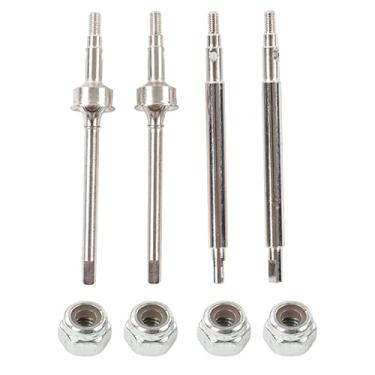 Imagem de Eixos de transmissão dianteiros e traseiros, peças de atualização de aço resistente ao desgaste de alto desempenho para carro Traxxas 1/18 RC, veículo com controle remoto (Prata)