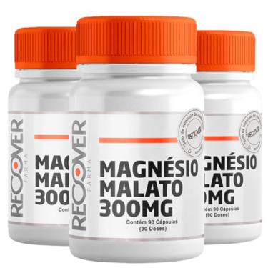 Imagem de Kit com 3 unidades de Magnésio Malato 300mg - 90 Cápsulas - Recover Farma