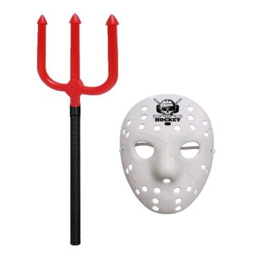 Imagem de Kit Mascara + Tridente Diabinho Brinquedo Fantasia Halloween