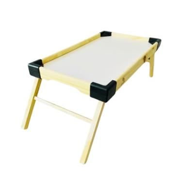 Imagem de Bandeja de Café da Manhã Dobrável de Madeira Retangular 45x26 cm com Cantos Pretos