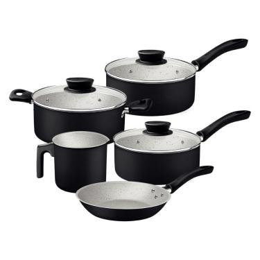 Imagem de Jogo De Panelas 5 Peças Linz Cores Antiaderente Tramontina Preto